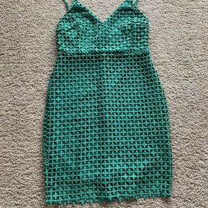 Green Lace Spaghetti Strap Bodycon Dress
